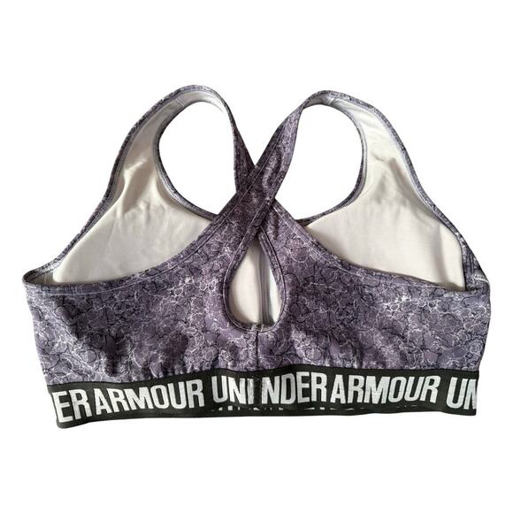 Under Armour Mid Crossback Strappy Sports Bras Womens Sz XL Green Purple Print - Picture 3 of 9